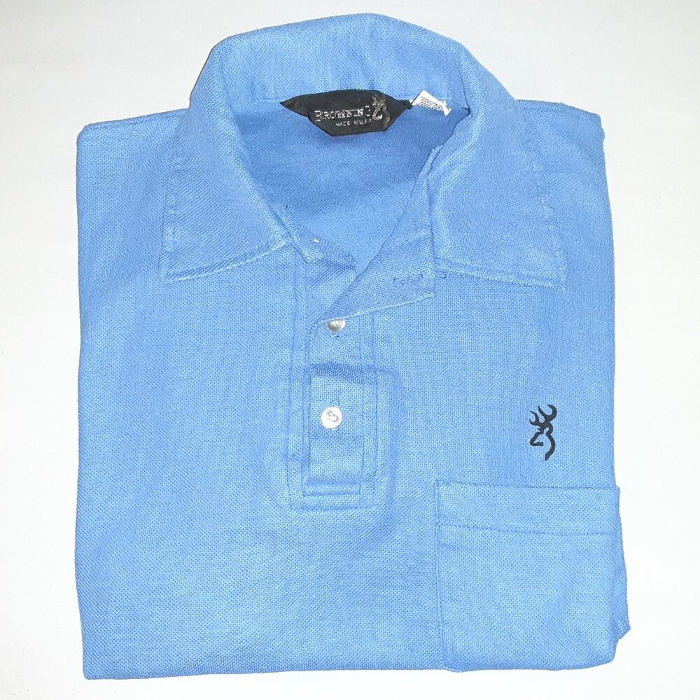 Vintage Browning Golf / Polo Shirt * Med Blue * Sz Medium * GUC * 1980's